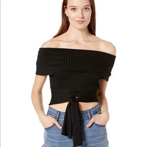 BCBG METALLIC OFF THE SHOULDER TOP